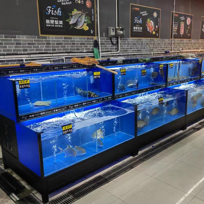 Black multi-functional blue fish tank