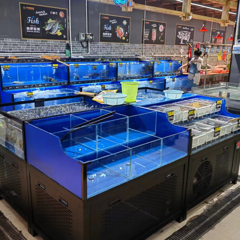 Black multi-functional blue fish tank