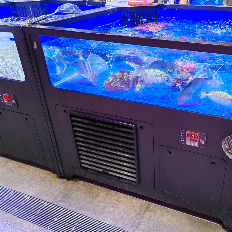 Black multi-functional blue fish tank