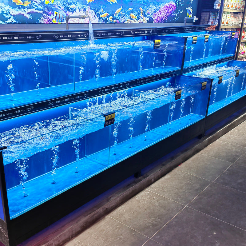 Black multi-functional blue fish tank