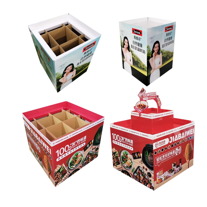 Custom square rectangular corrugated paper display stand