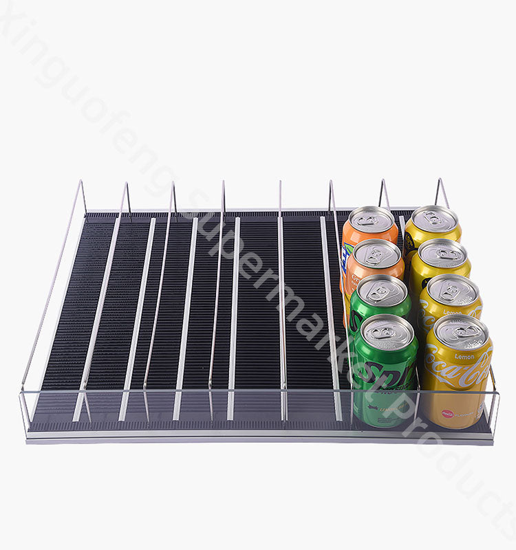 Tiltable Pushe automatic forward slide interlocking extendable Freezer Rack Adjustable Market Actylic Display black Pusher for bottles
