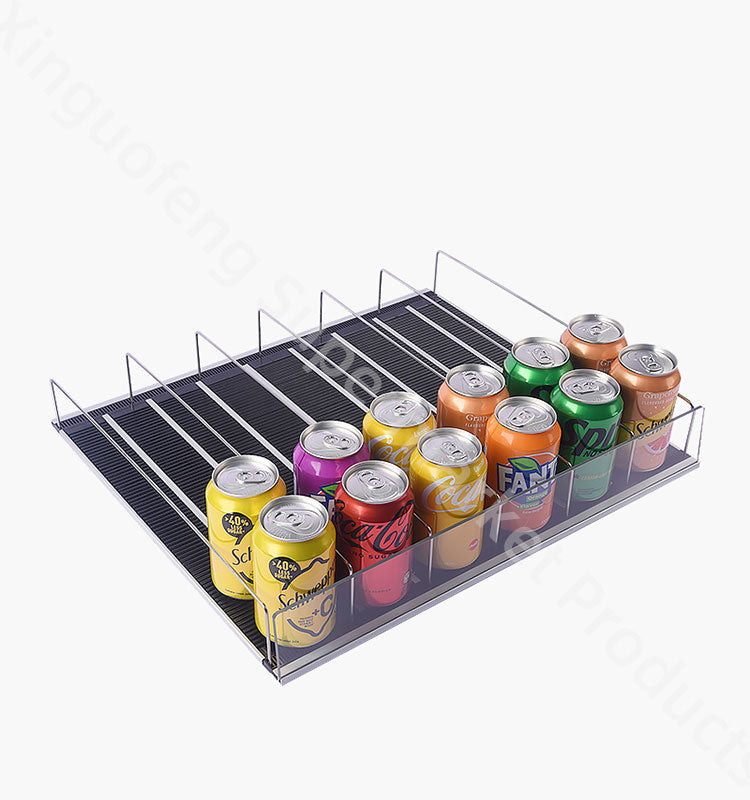 Tiltable Pushe automatic forward slide interlocking extendable Freezer Rack Adjustable Market Actylic Display black Pusher for bottles