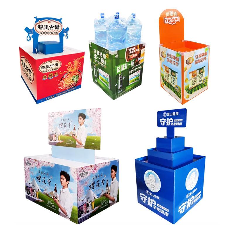 Custom square rectangular corrugated paper display stand