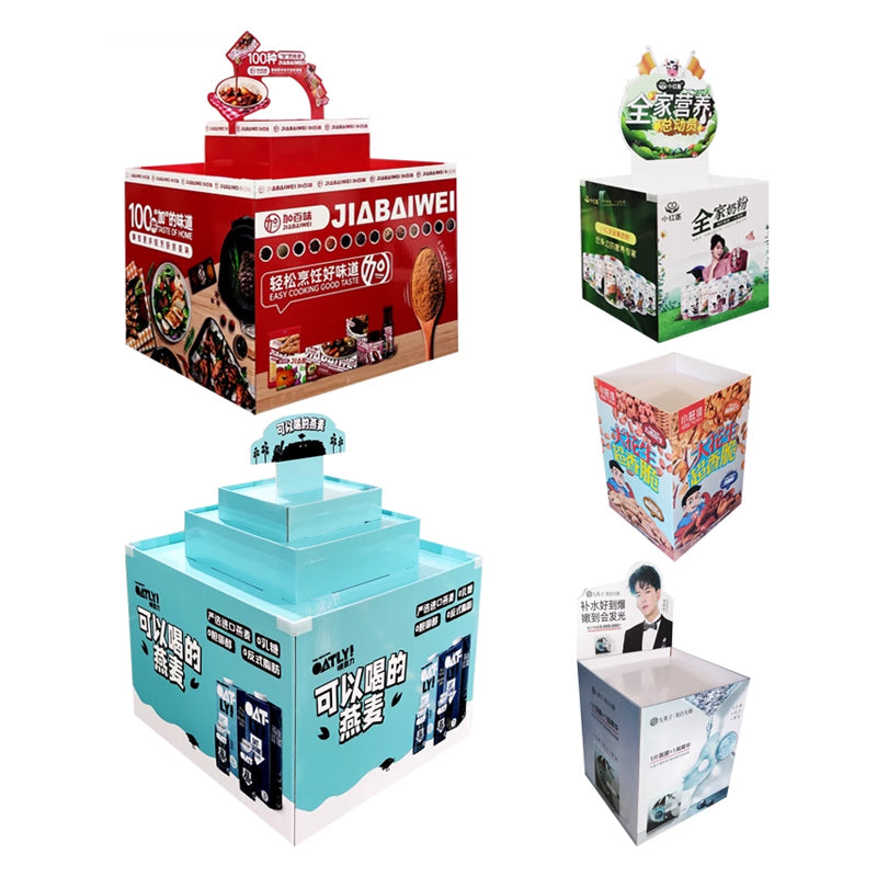 Custom square rectangular corrugated paper display stand