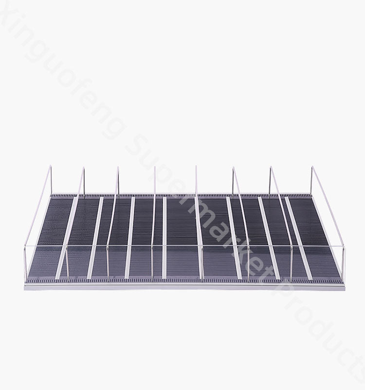 Tiltable Pushe automatic forward slide interlocking extendable Freezer Rack Adjustable Market Actylic Display black Pusher for bottles