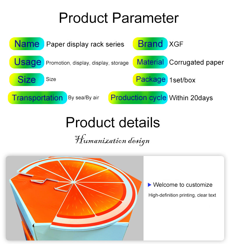 Fruit juice molding corrugated paper promotion display stand