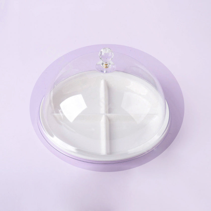 European style Three compartments fruit plate Dishwasher Safe tableware PP Set White Porcelain with lid Round cake Salad Plate