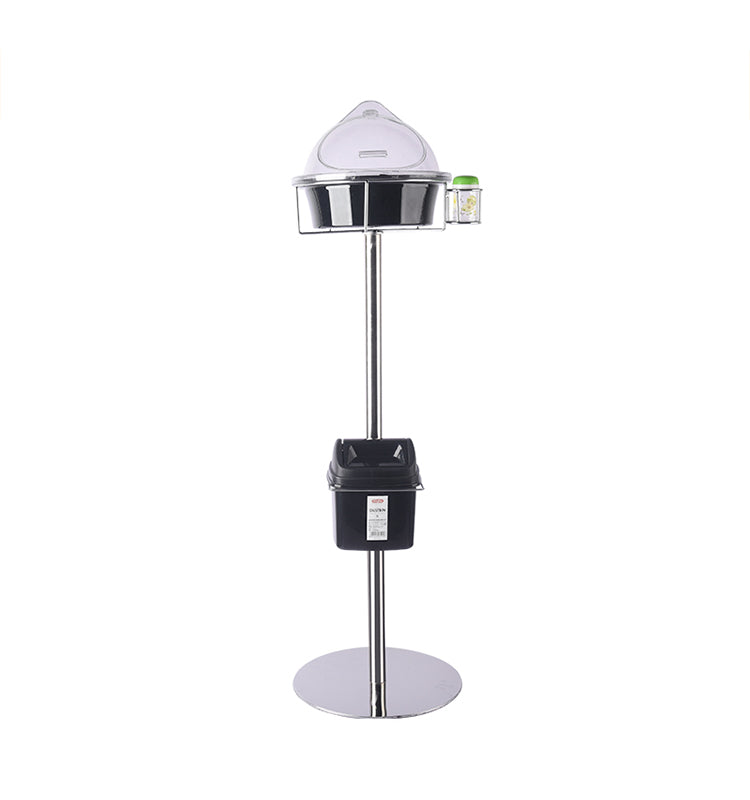 foretaste Standing Tasting Rack With Trash Can Food Grade PP Promotion Price Stainless Steel Supermarket Shop  Shelf