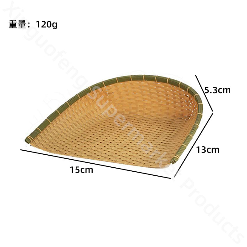village Dustpan round Bamboo Weaving Basket Open Bamboo Sieve Hand Woven Drying Bamboo Basket Fruit and Vegetable Storage