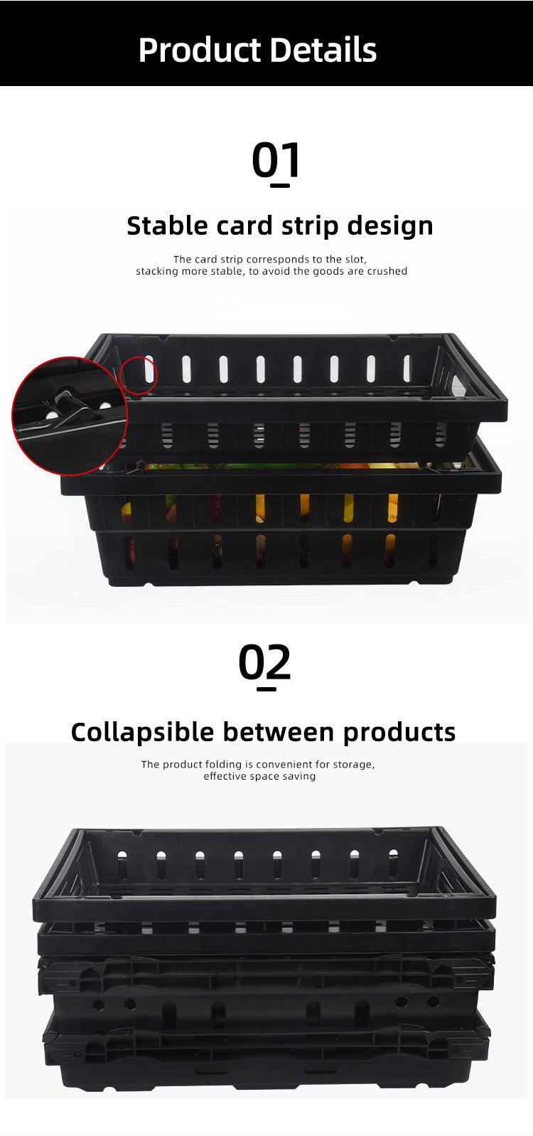 Green display case Fresh Box Turnover Packaging Crate display cabinet For Fruit Vegetable Turnover Crates
