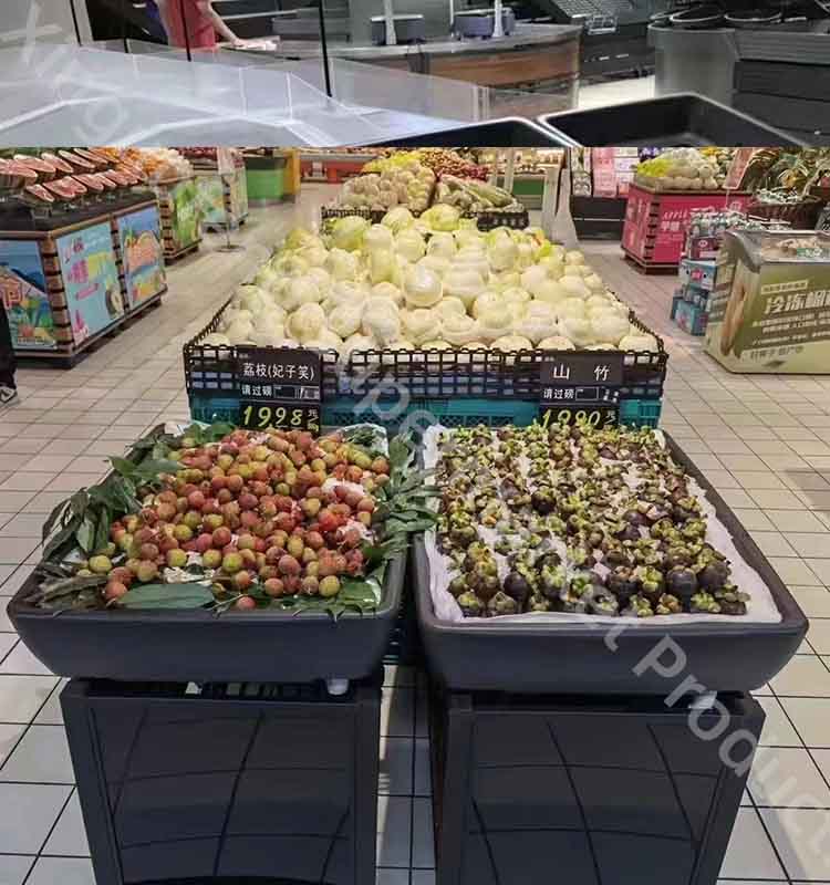 슈퍼마켓 아이스 트럭 콜드 테이블 새로 고침 카트 더 차갑게 유지 야채 고기 돼지 고기 과일 보관 블랙 모바일 데스크 조립