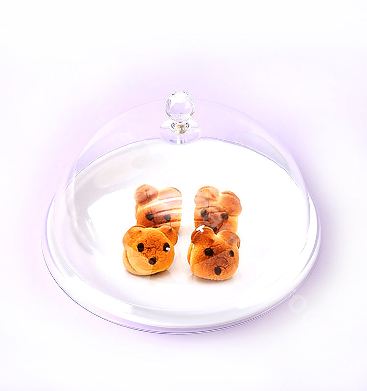 European style Three compartments fruit plate Dishwasher Safe tableware PP Set White Porcelain with lid Round cake Salad Plate