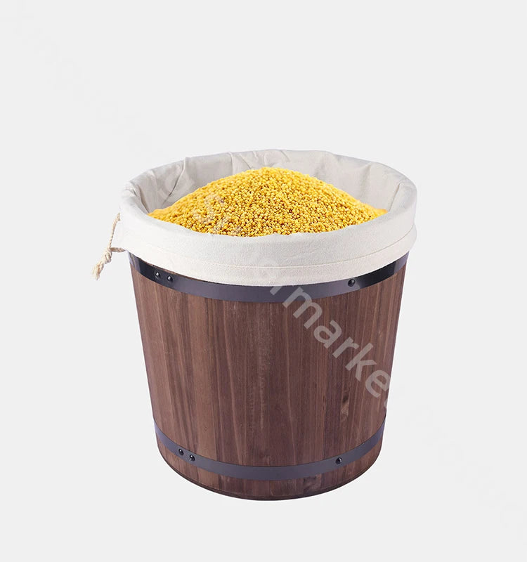 Supermarket wooden rice bucket grocery Cereal Storage Bucket daily provisions bulk foods Restaurant Wood Barrel
