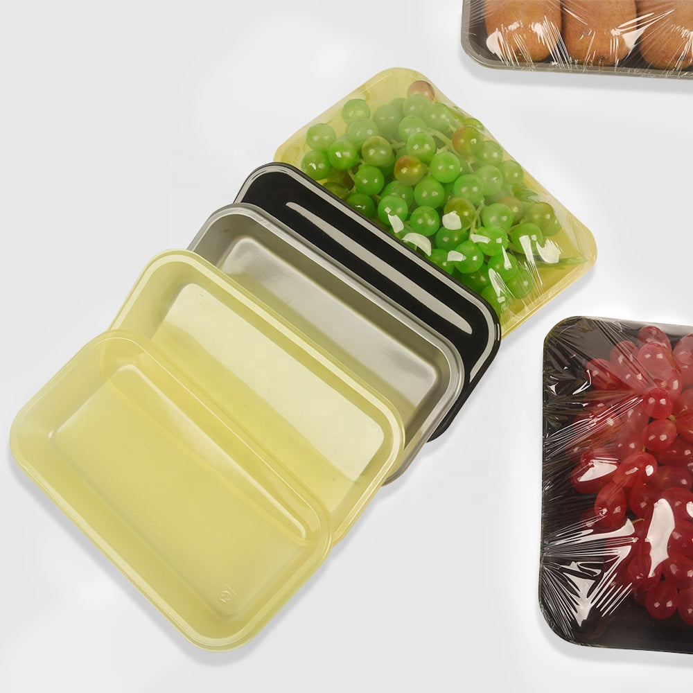 Supermarkets Environmentally Friendly Fresh Meat Plastic Refrigerated Pork Black Display Tray