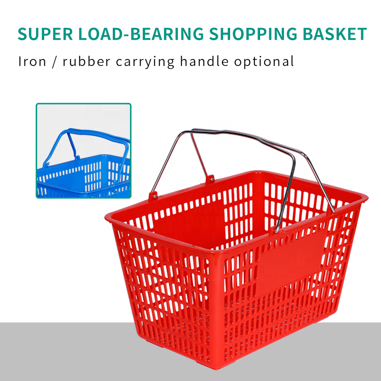 30 liter Custom Great Rugged and Durable Large Plastic Portable shopping basket with Hollow Grid