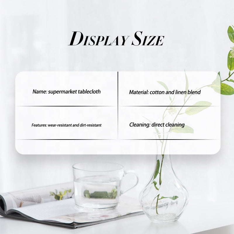 Custom Decoration Soft Cotton and Linen blend Table cloth for supermarket