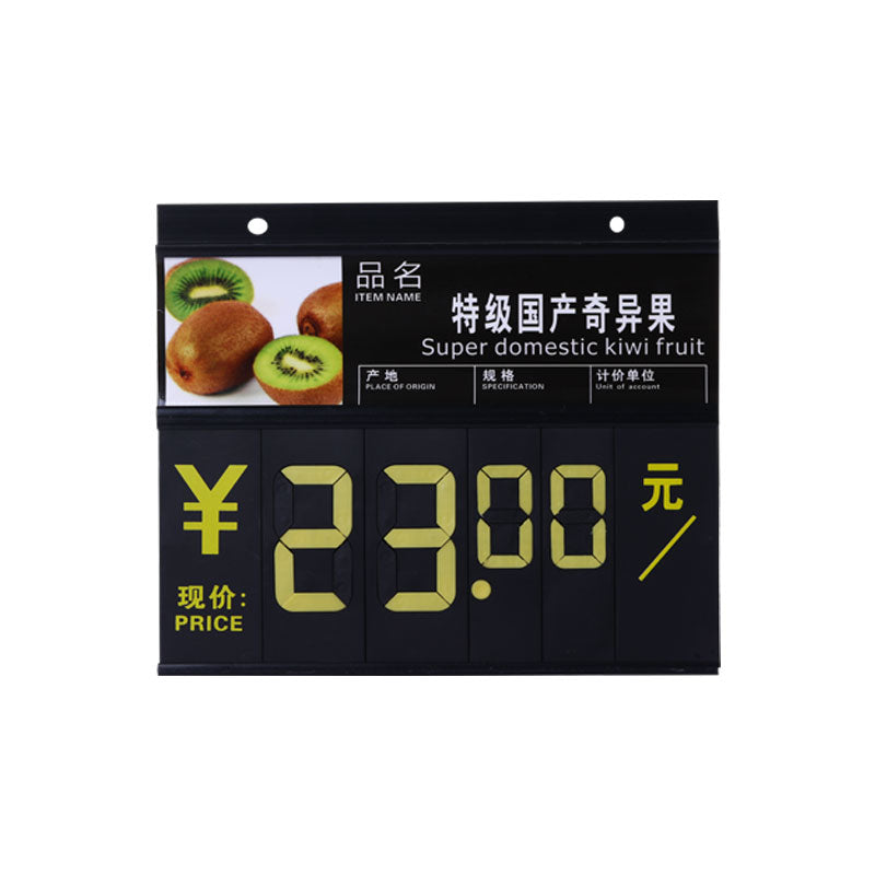 POP supermarket wooden hanging erasable fruit and vegetable price frame tag display holder