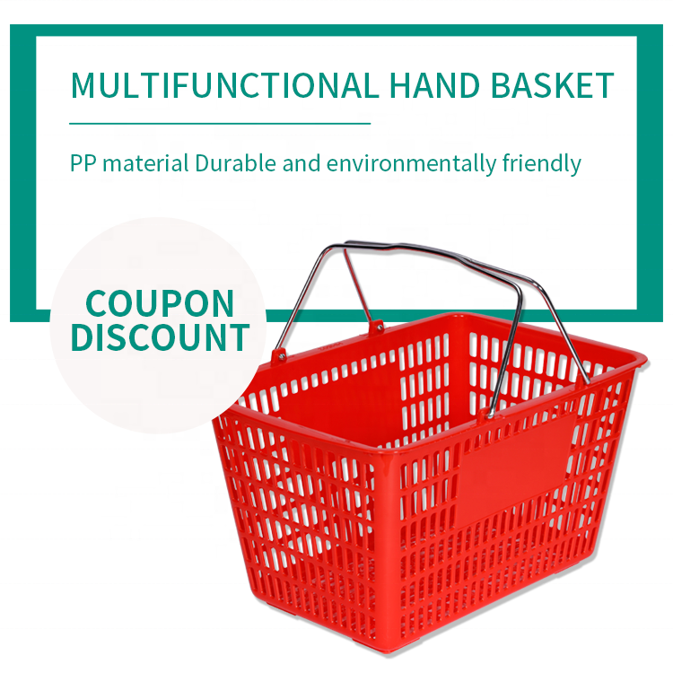 30 liter Custom Great Rugged and Durable Large Plastic Portable shopping basket with Hollow Grid