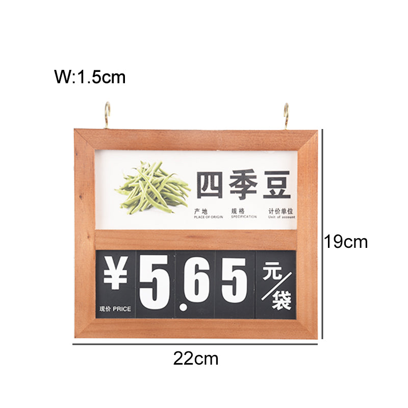 A4 POP supermarket wooden hanging erasable fruit and vegetable price frame tag display holder