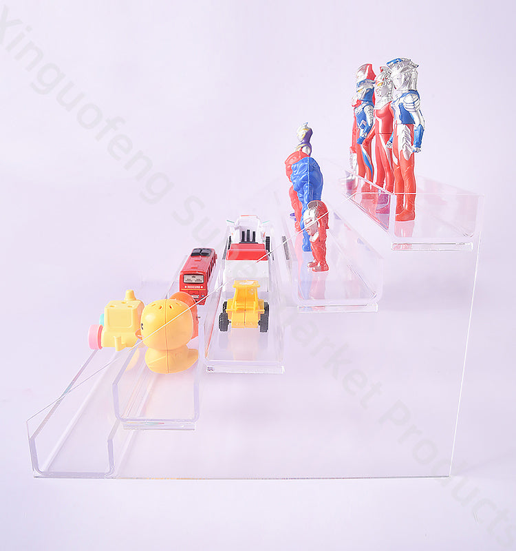 Customized toys acrylic show stand transparent cheap for kids cartoon shop supermarket product anime expo supermarket