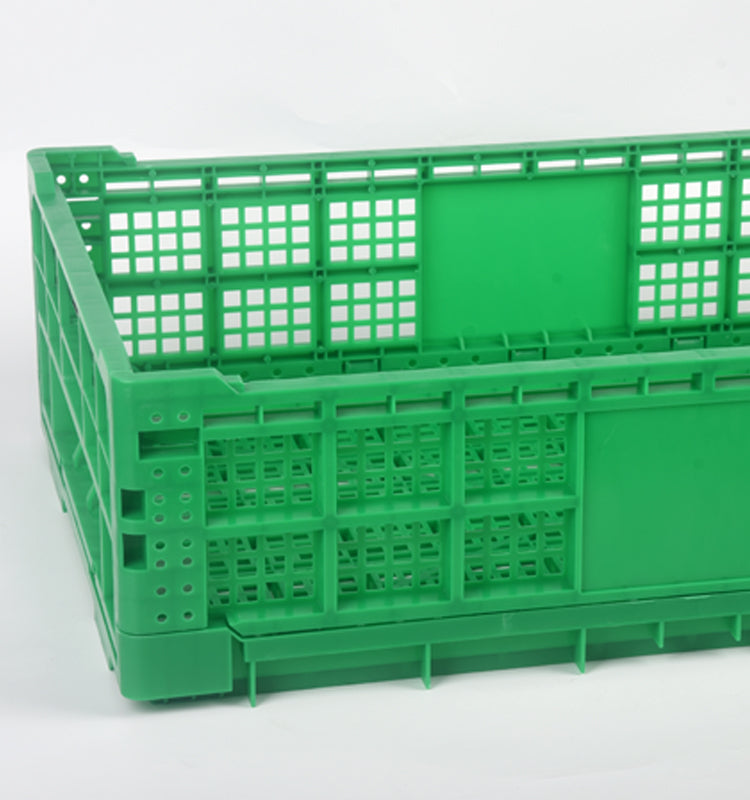 Green display case Fresh Box Turnover Packaging Crate display cabinet For Fruit Vegetable Turnover Crates