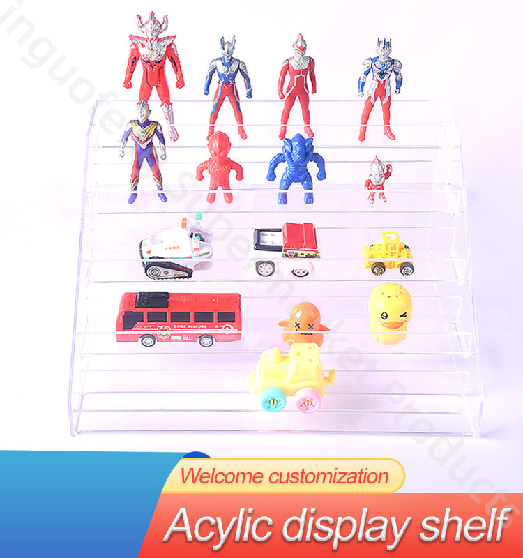 Customized toys acrylic show stand transparent cheap for kids cartoon shop supermarket product anime expo supermarket
