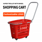Custom Great Rugged and Durable Large Plastic Trolley Type Shopping Basket with Hollow Grid pull rod